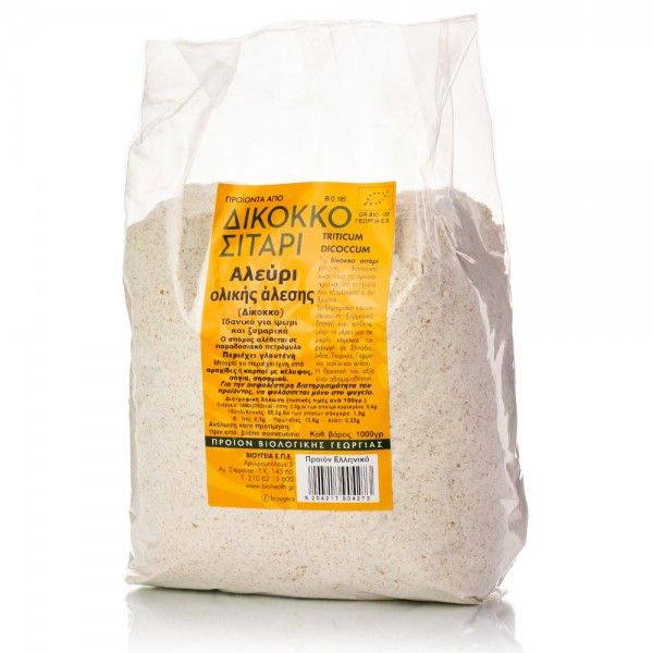 ΒΙΟ  Aλεύρι δίκοκο σιτάρι ολικής άλεσης 1000γρ