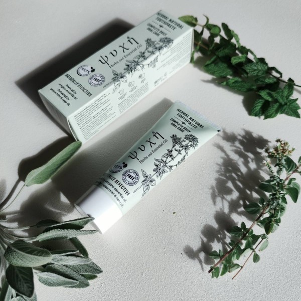 Οδοντόκρεμα ΨΥΧΗ καθημερινής χρήσης, φυσικής προέλευσης, με αιθέρια έλαια ρίγανης , δυόσμου & φασκόμηλου.