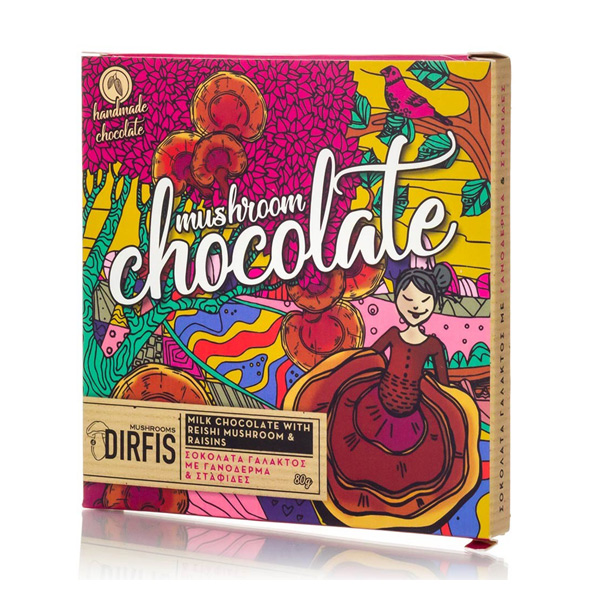 Σοκολάτα γάλακτος γανόδερμα και σταφίδα 80γρ.