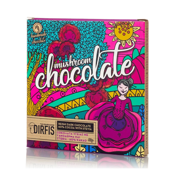Σοκολάτα υγείας (60% κακάο) γανόδερμα στέβια 80γρ.